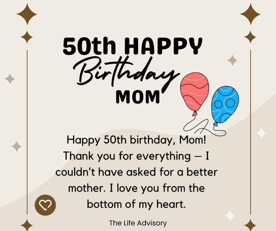 50th birthday message for mom