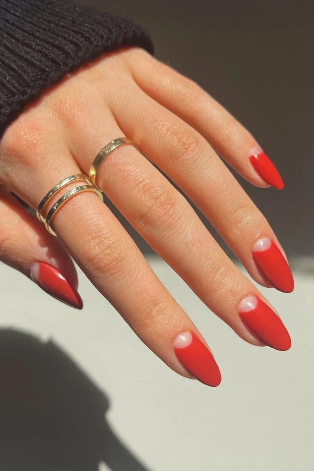 Red half-moon nails