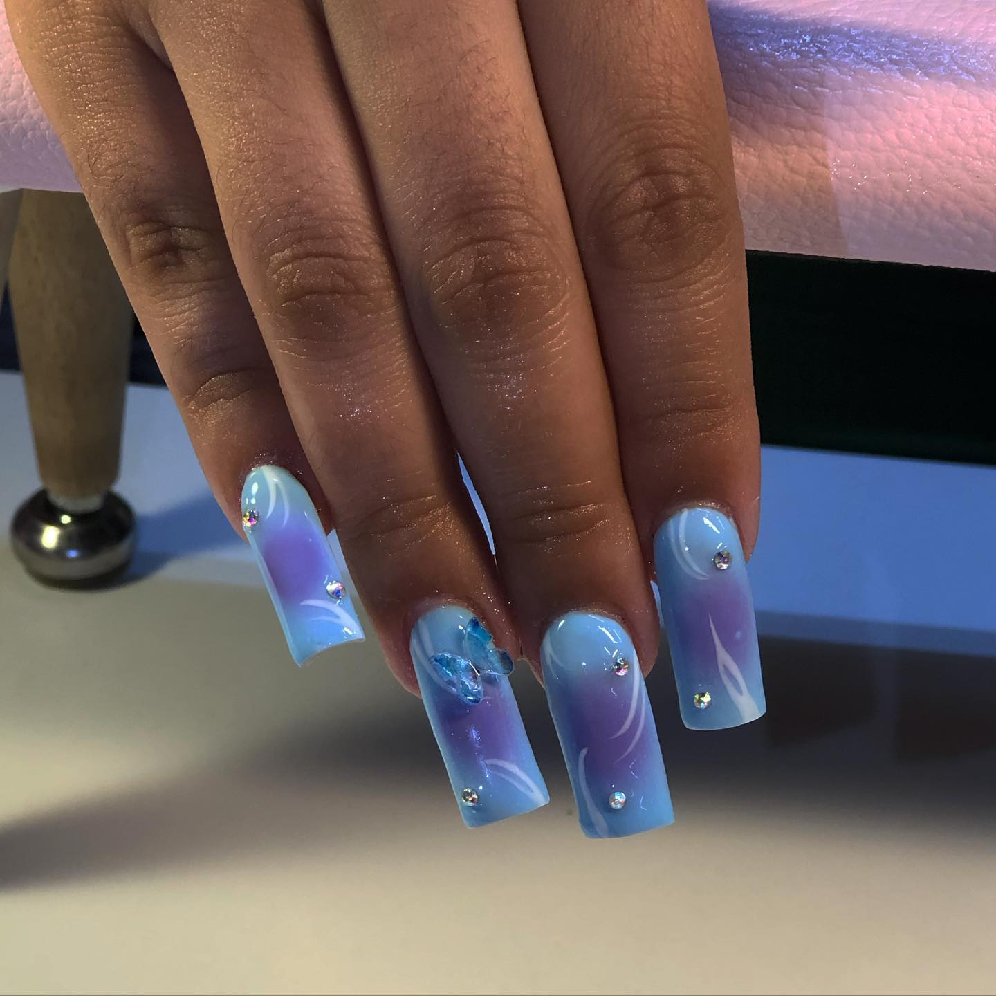 Blue and purple aura nails