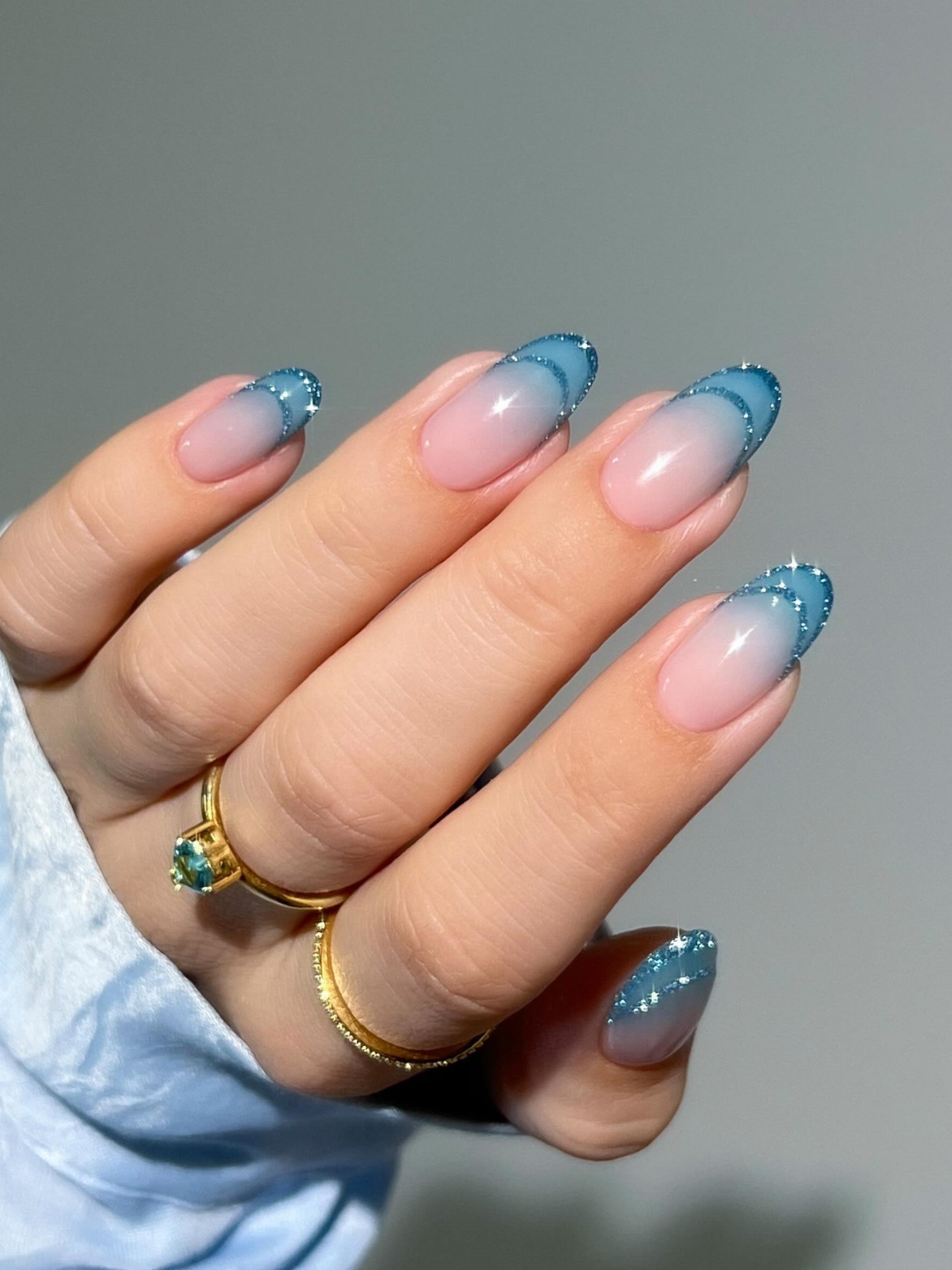 Ombre and double French tip nails