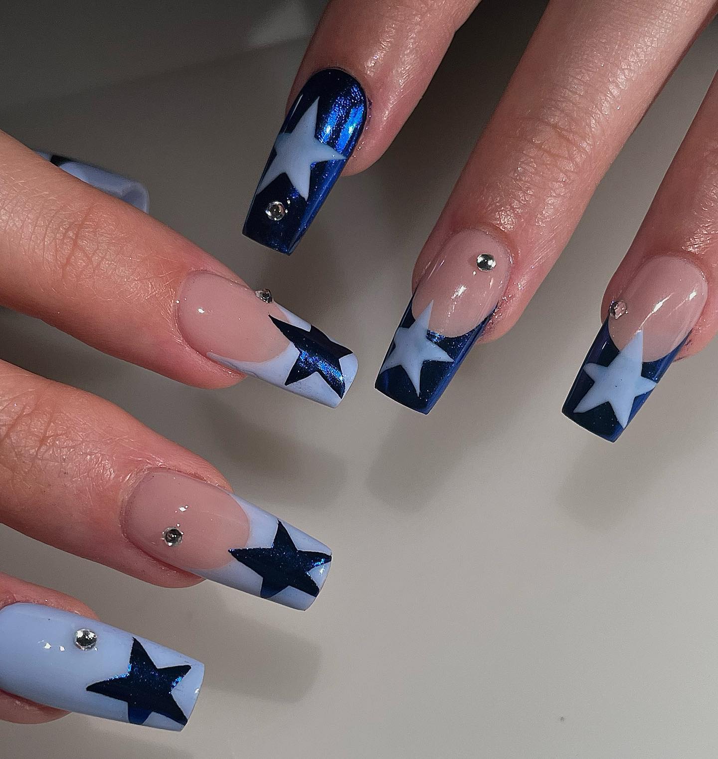 Navy and baby blue star design