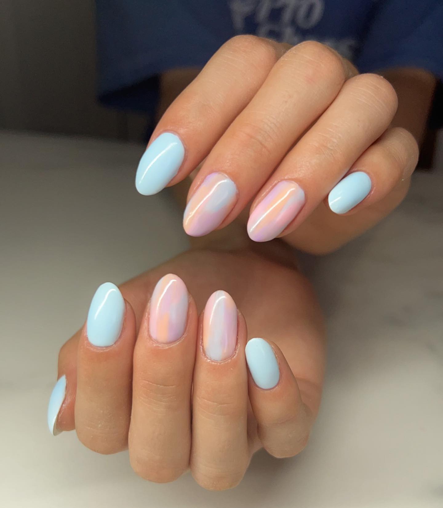 Baby blue cloud manicure