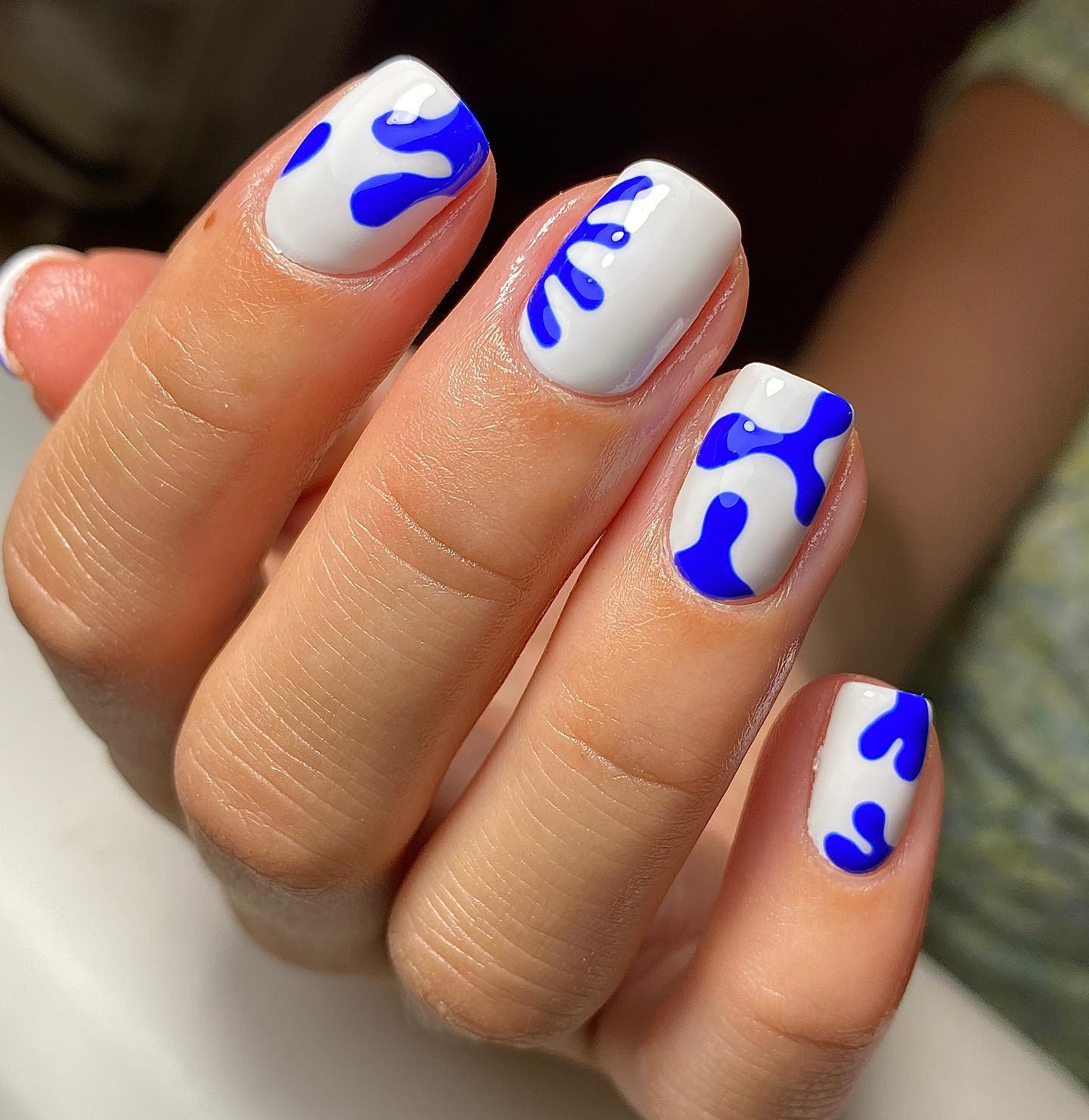 Abstract blue nail design