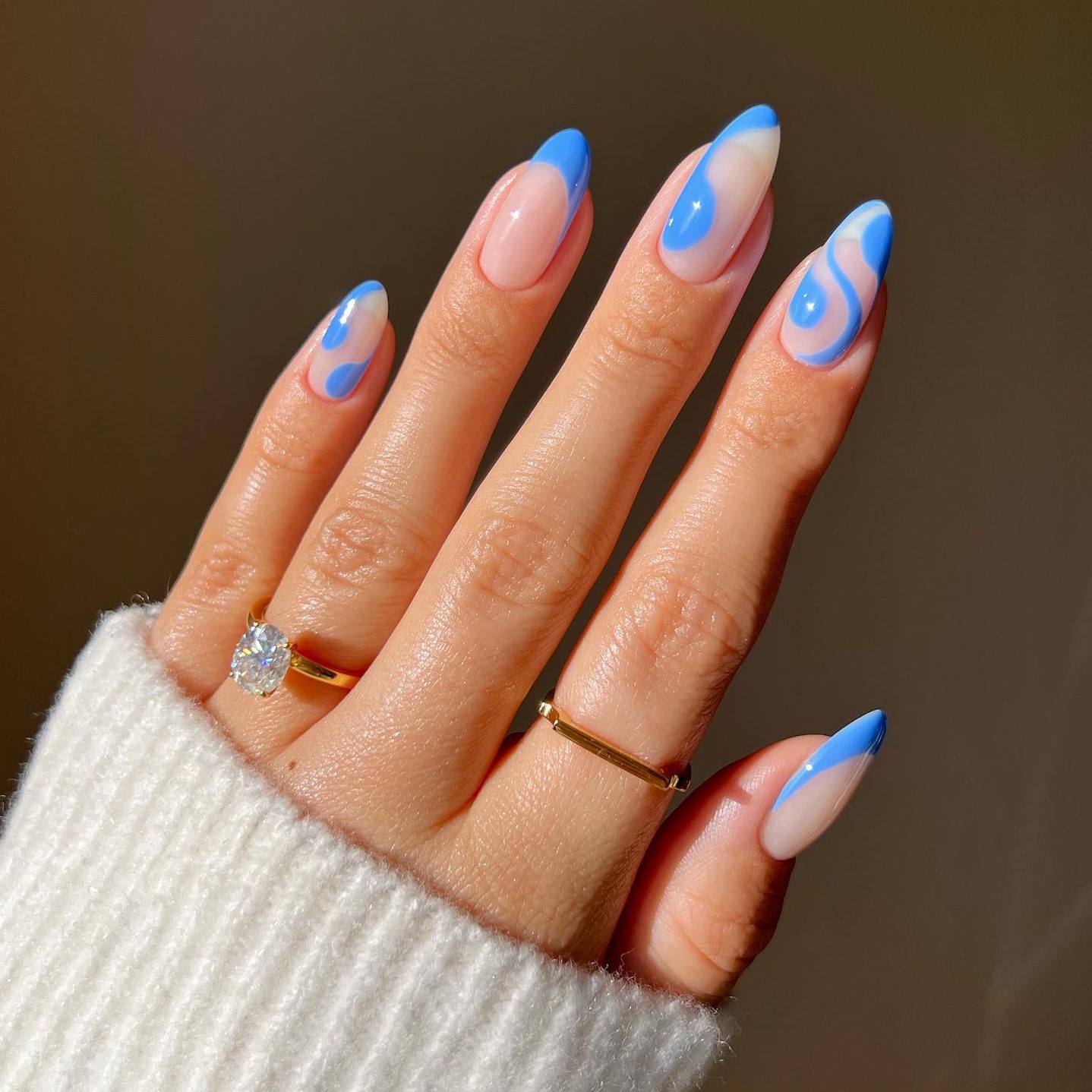 Minimalist blue nail art