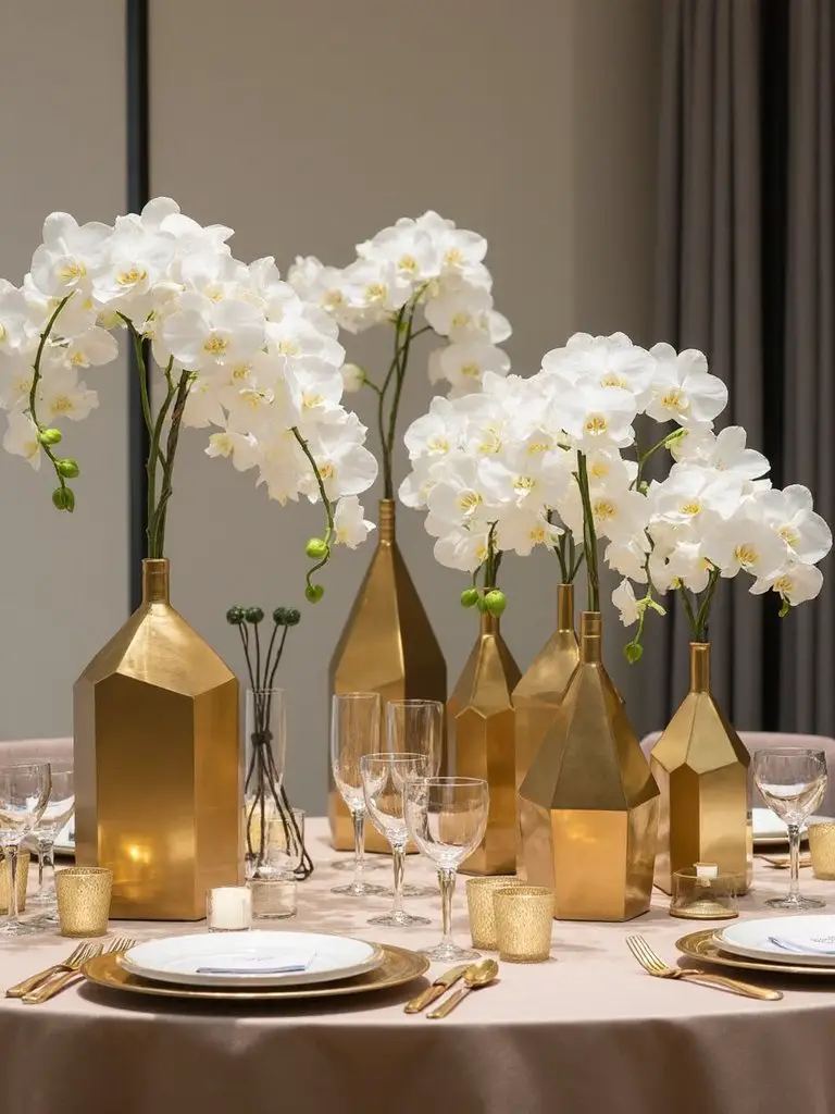 art deco geometric floral centerpieces