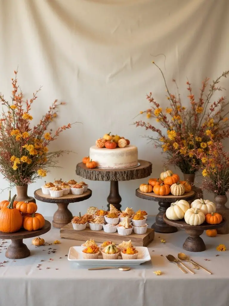 autumn themed dessert table styling