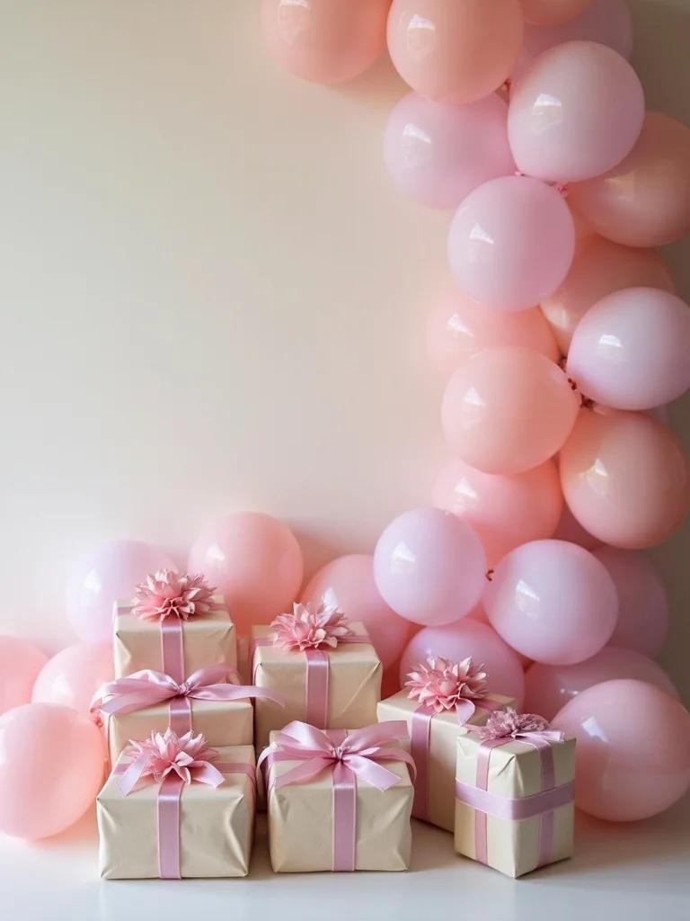 balloon wrapped gift display