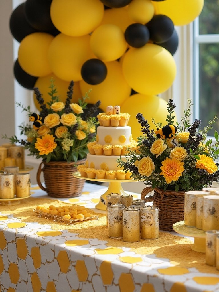 bee themed gift table setup