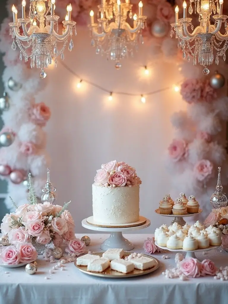 blush and silver celebration theme