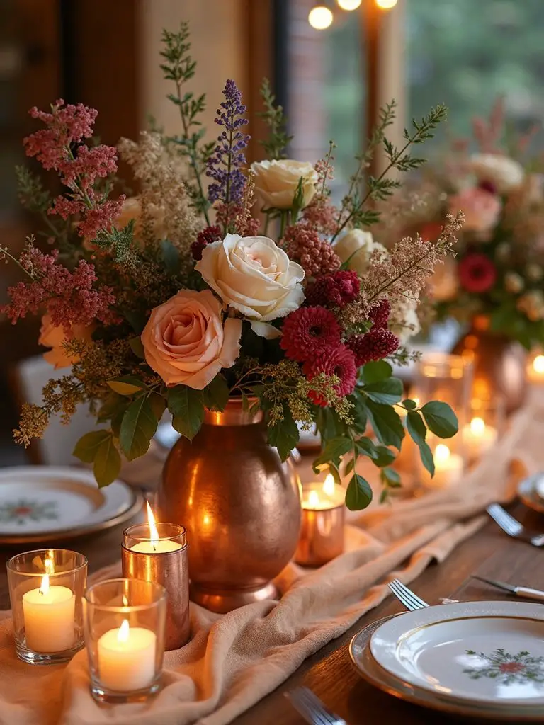 bohemian berry romance centerpiece