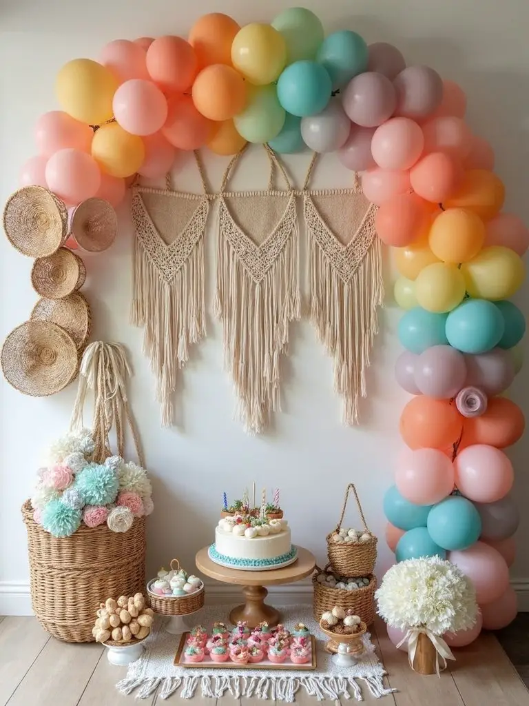 boho rainbow baby shower