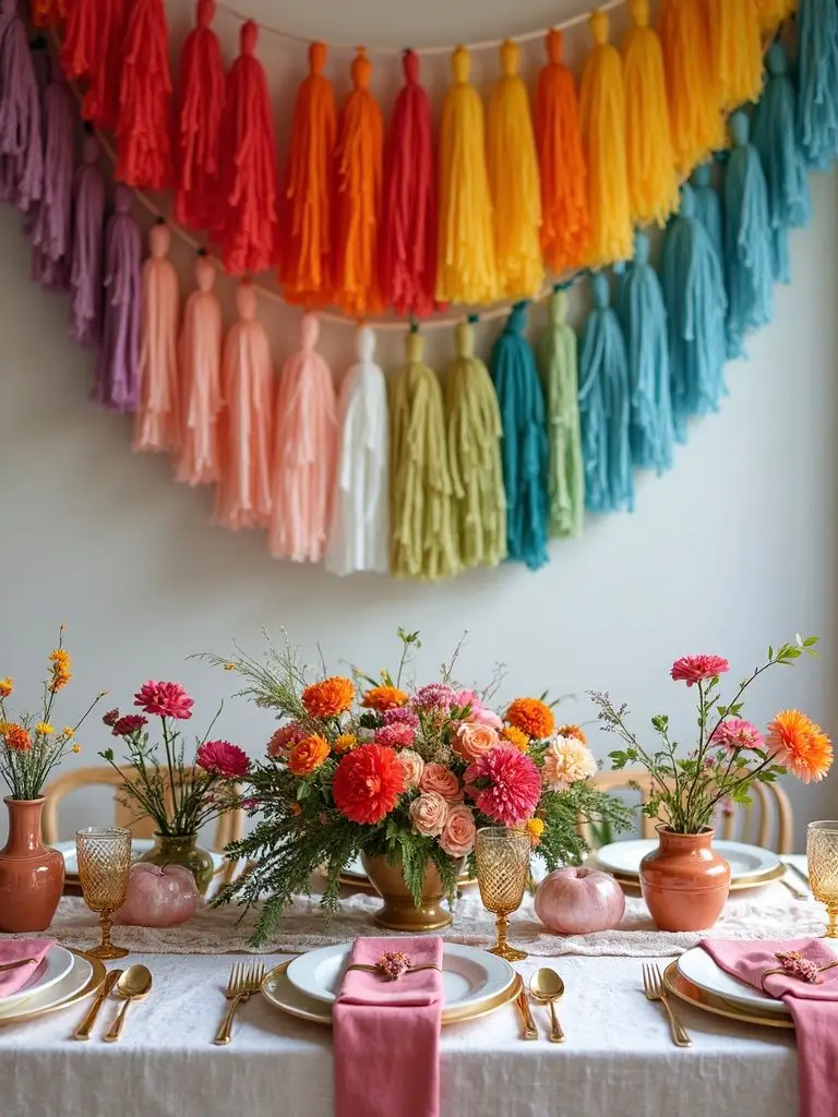boho rainbow tableware selection