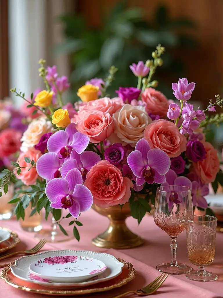 bold color blocked floral arrangements