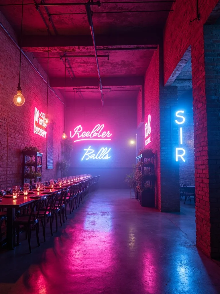 bold neon wedding decor