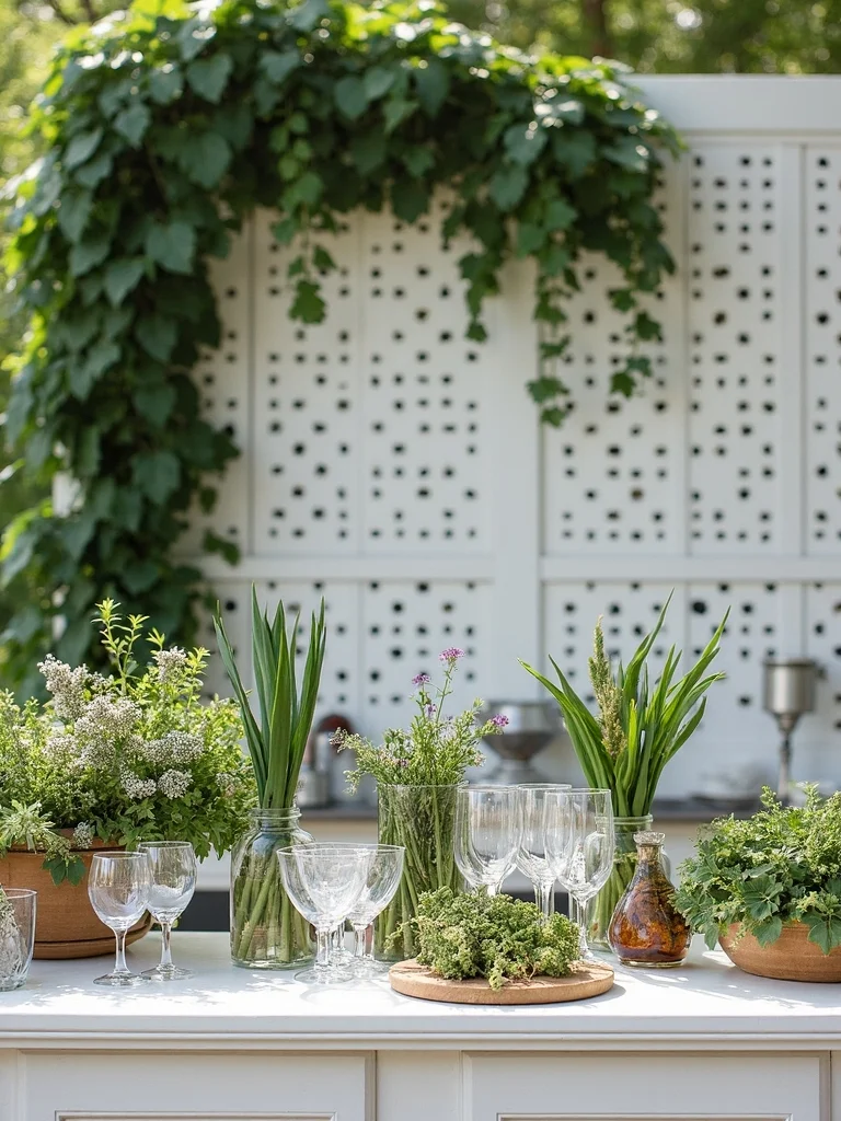 botanical herb garnished cocktail inspired wedding bar