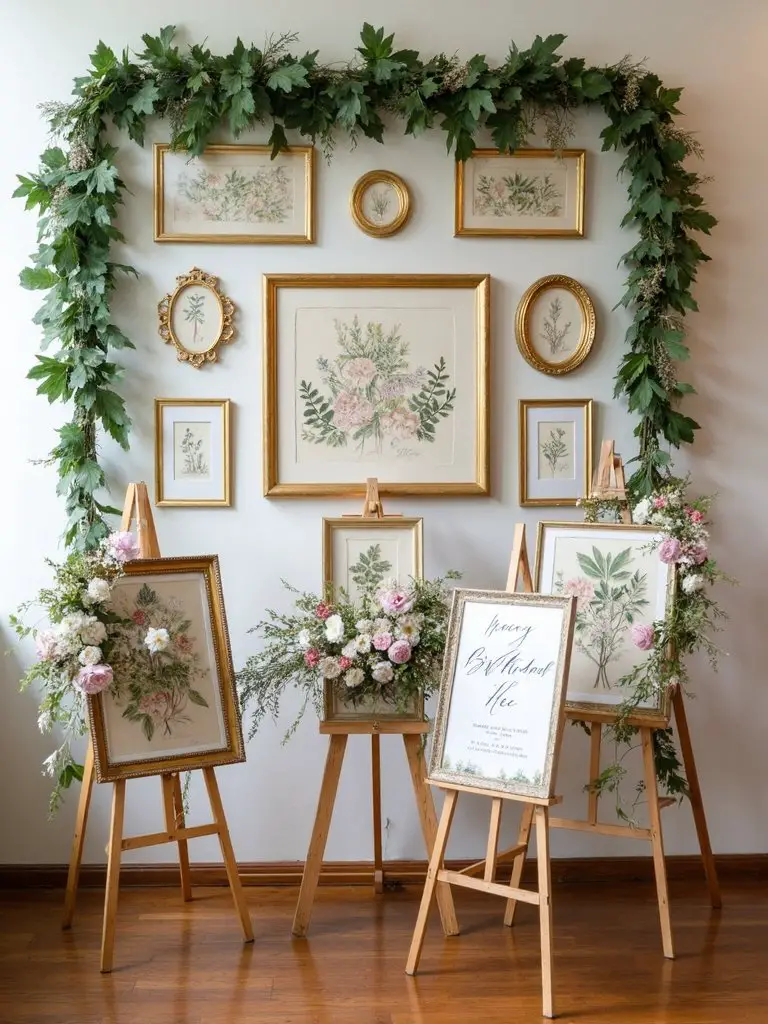 botanical print directional wedding signage