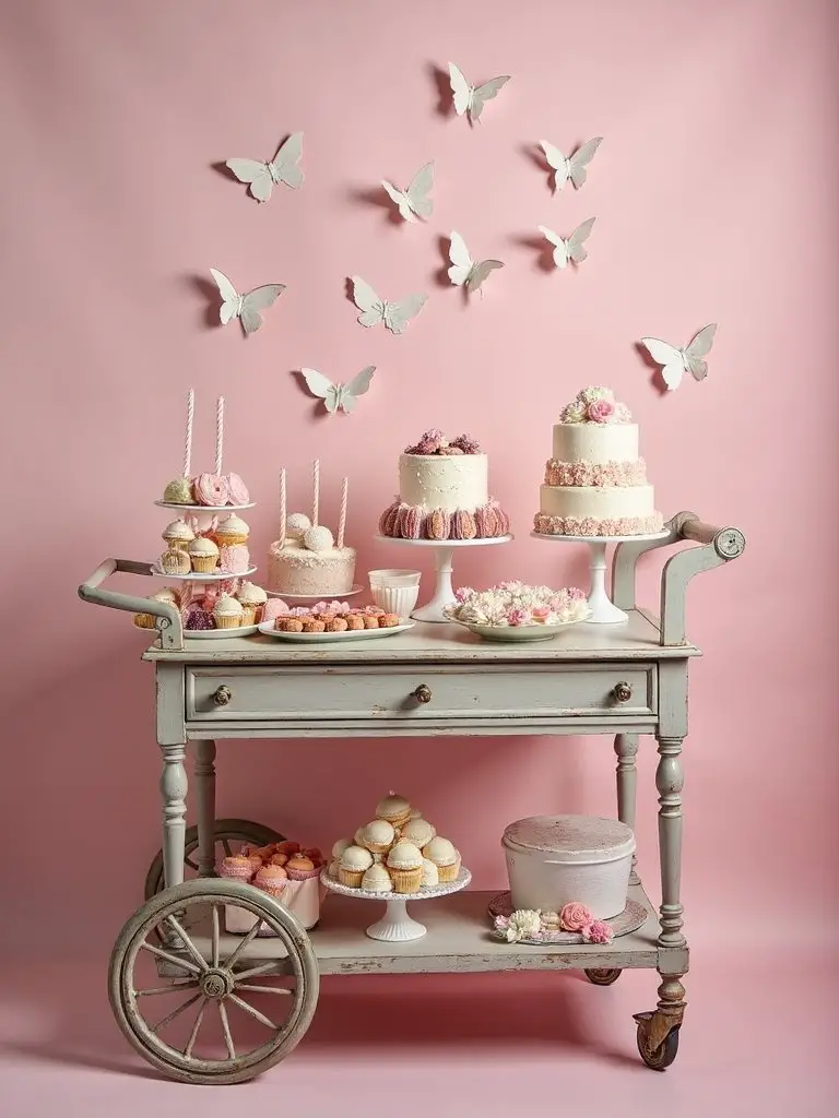 butterfly themed baby shower cart