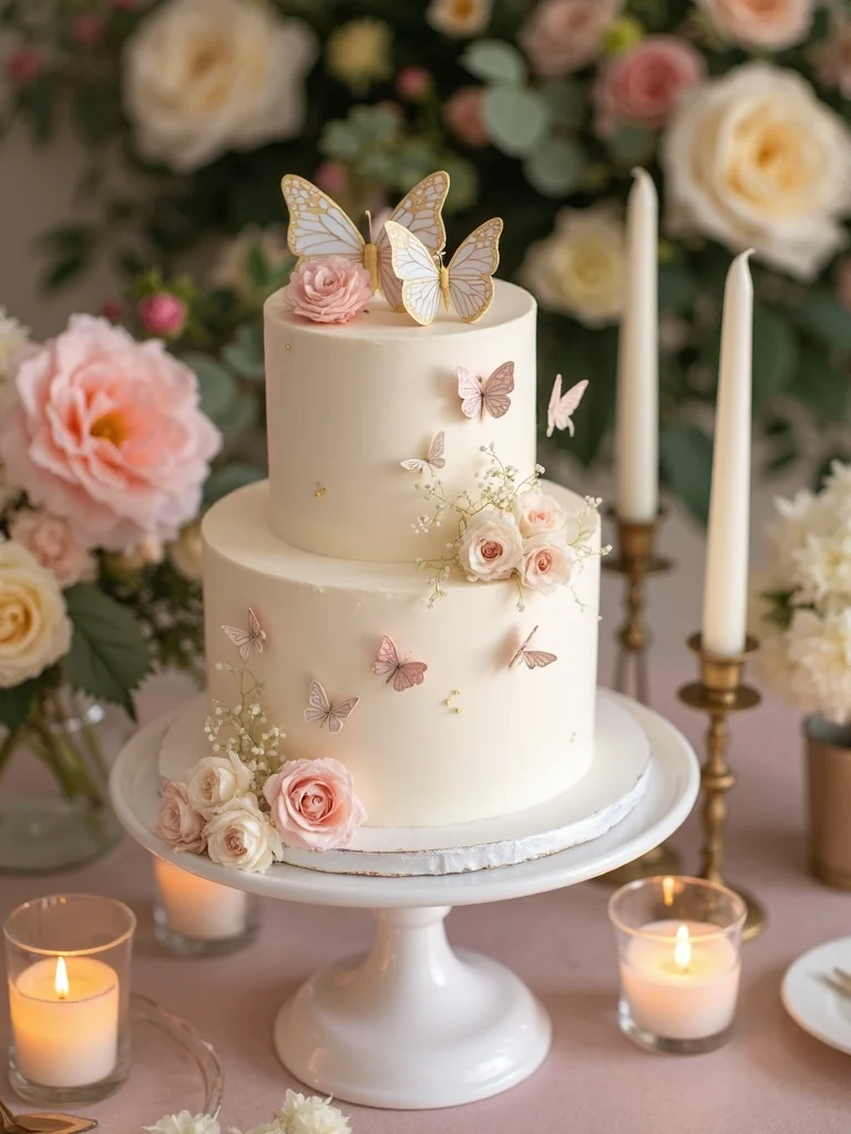butterfly themed tier cake