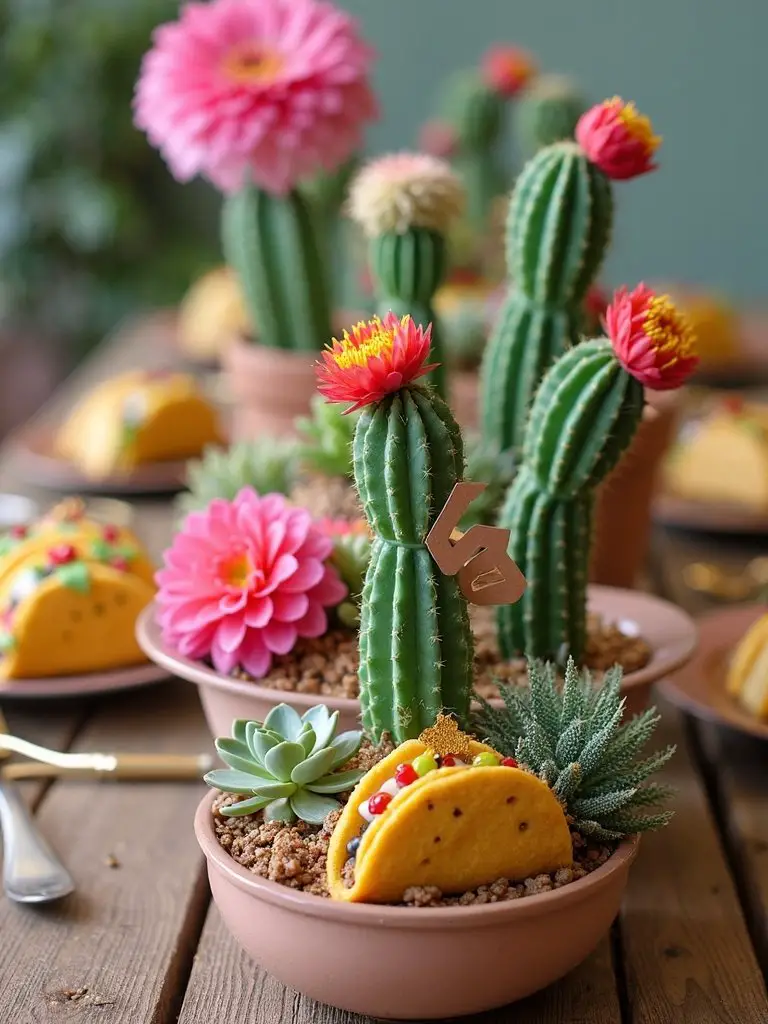 cacti and flowers centerpiece ideas