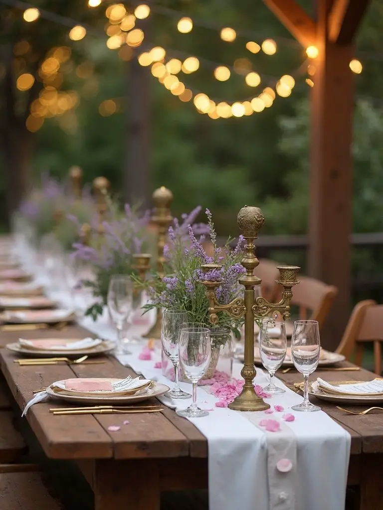 candlelit french countryside wedding reception