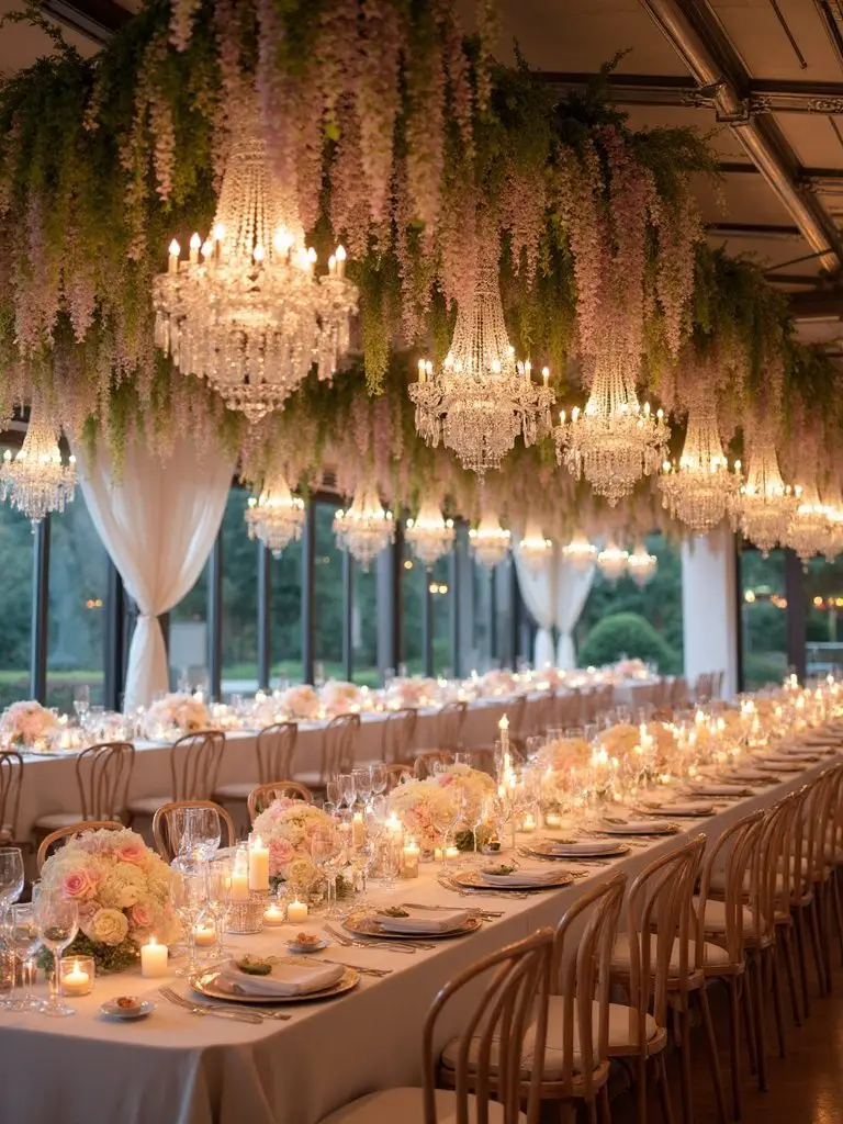 cascading enchanting suspended floral installations