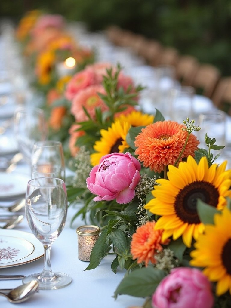 cascading floral table runner design