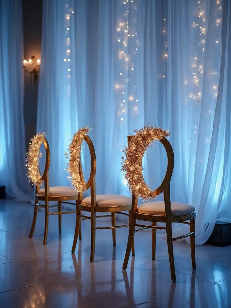 celestial inspired wedding chair decor