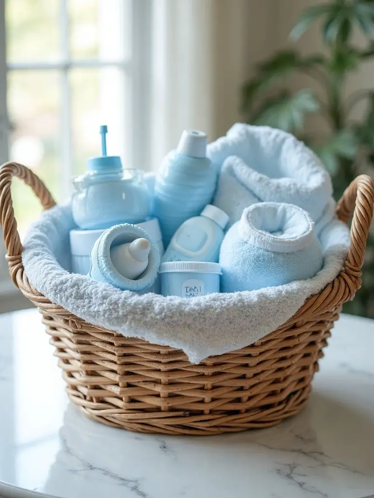 classic blue baby basket