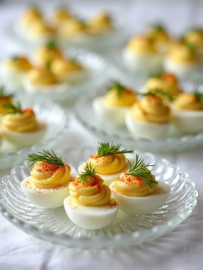 classic deviled eggs garnished