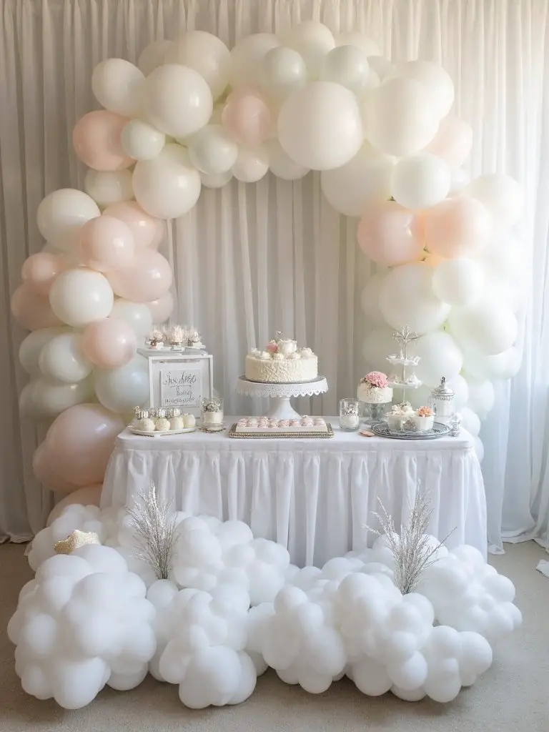 cloud themed gift wrapping station