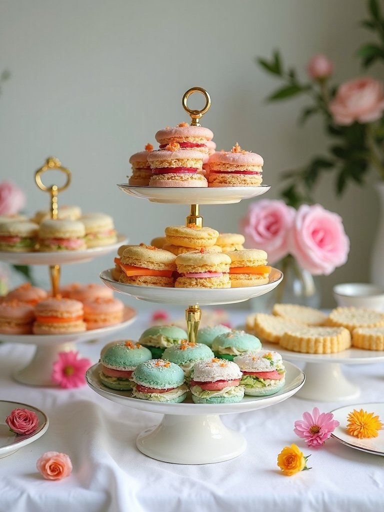 colorful layered tea sandwiches