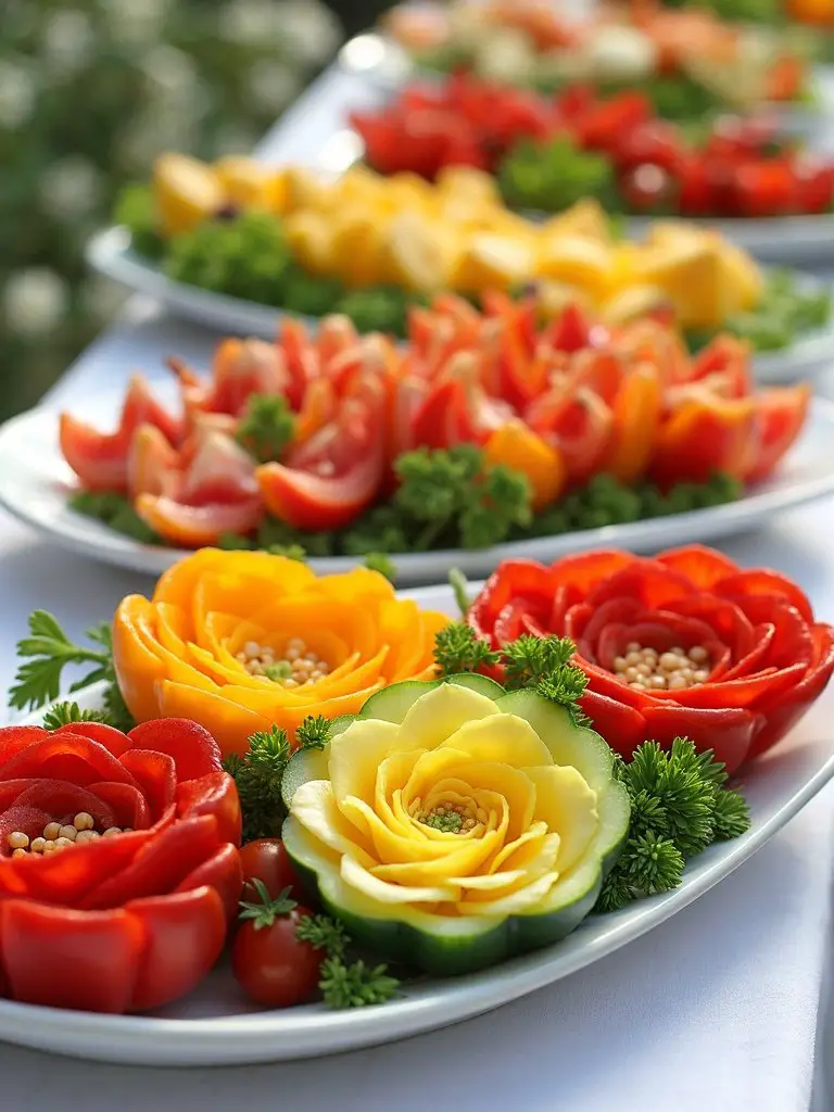 colorful veggie tray arrangements
