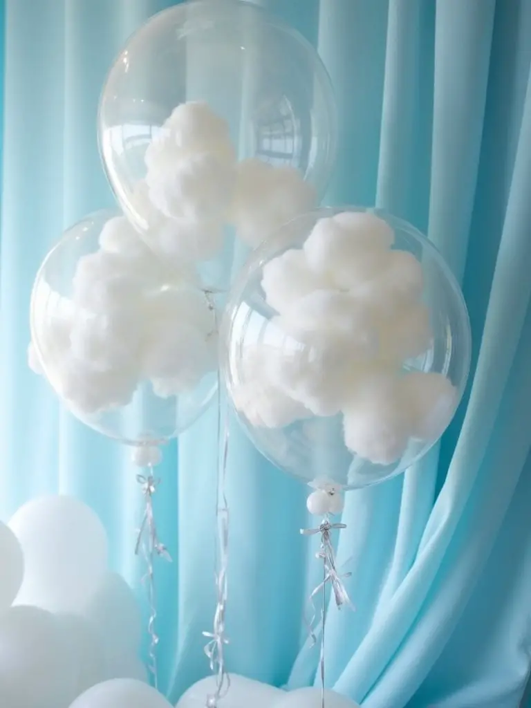 cotton filled cloud balloon arrangements