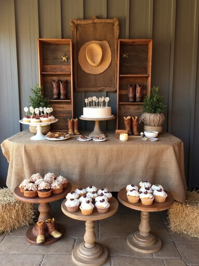 cowboy themed food station setup
