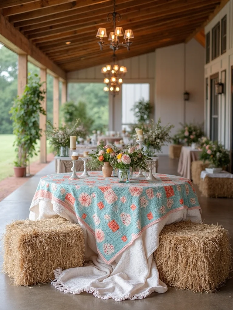 cozy rustic hay bale seating