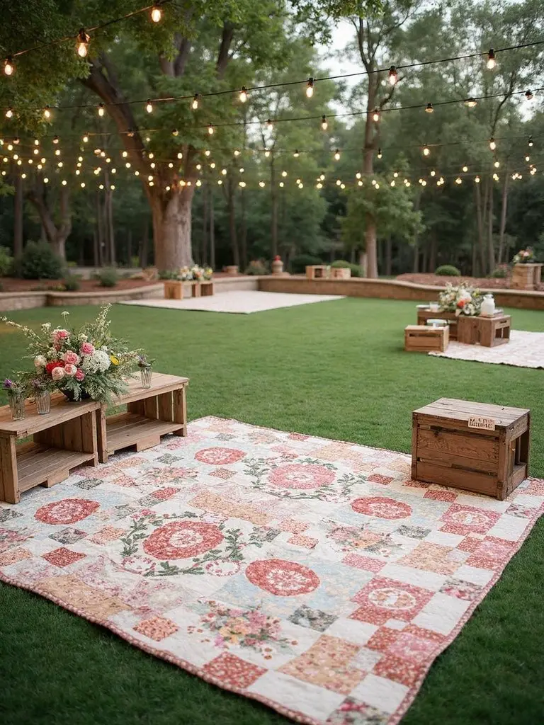 cozy vintage quilt seating vignettes