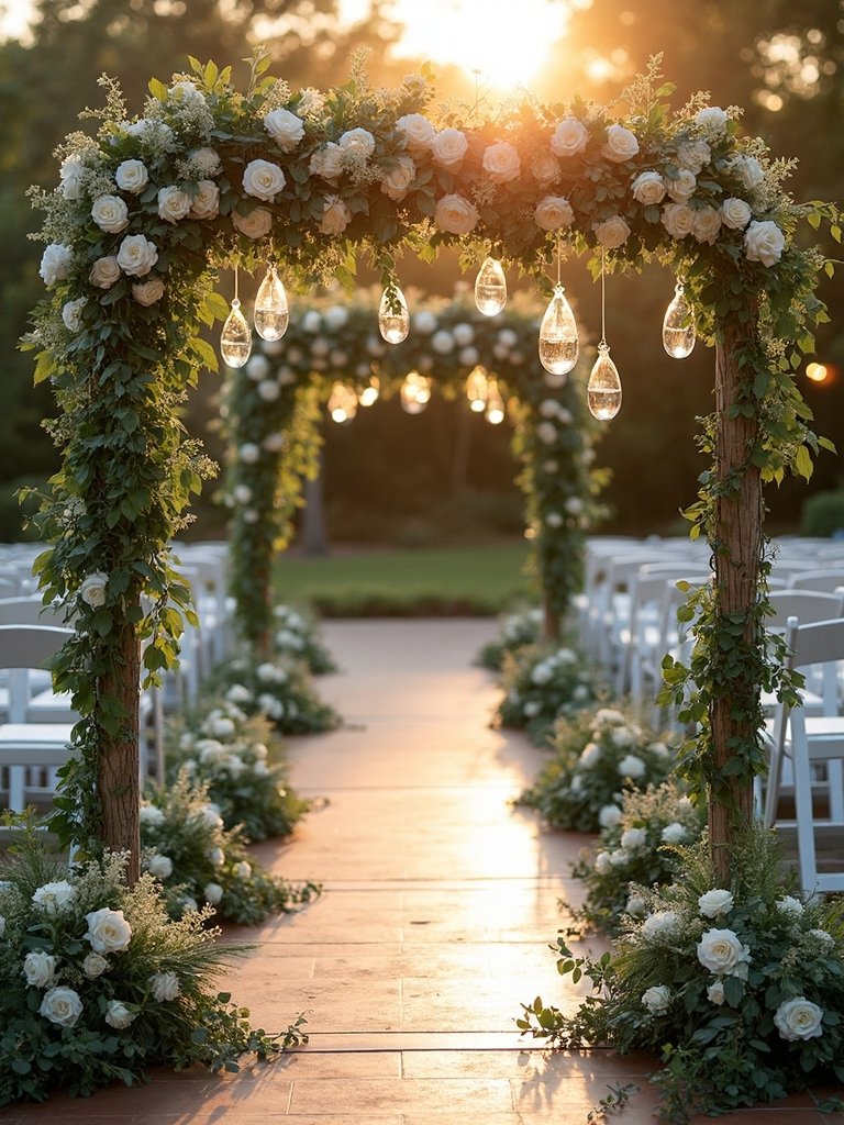 creative greenery wedding aisle