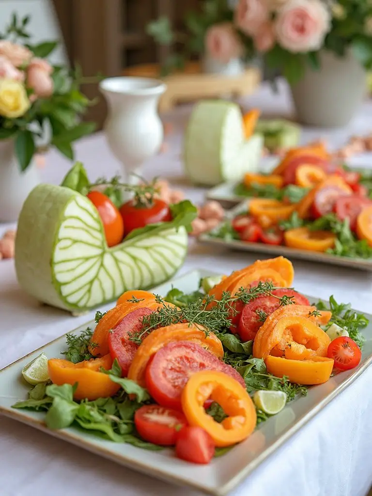 creative veggie tray garnishing