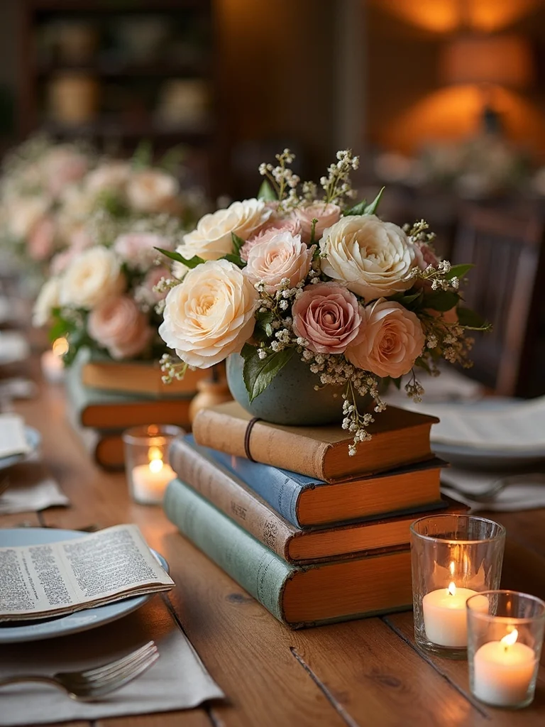delicate literary inspired romantic centerpiece arrangement