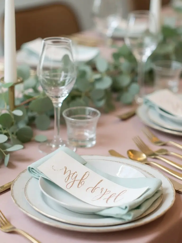 delicate personalized botanical wedding placecards