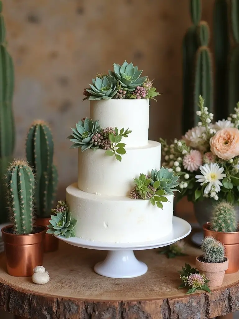 desert botanical cake decor