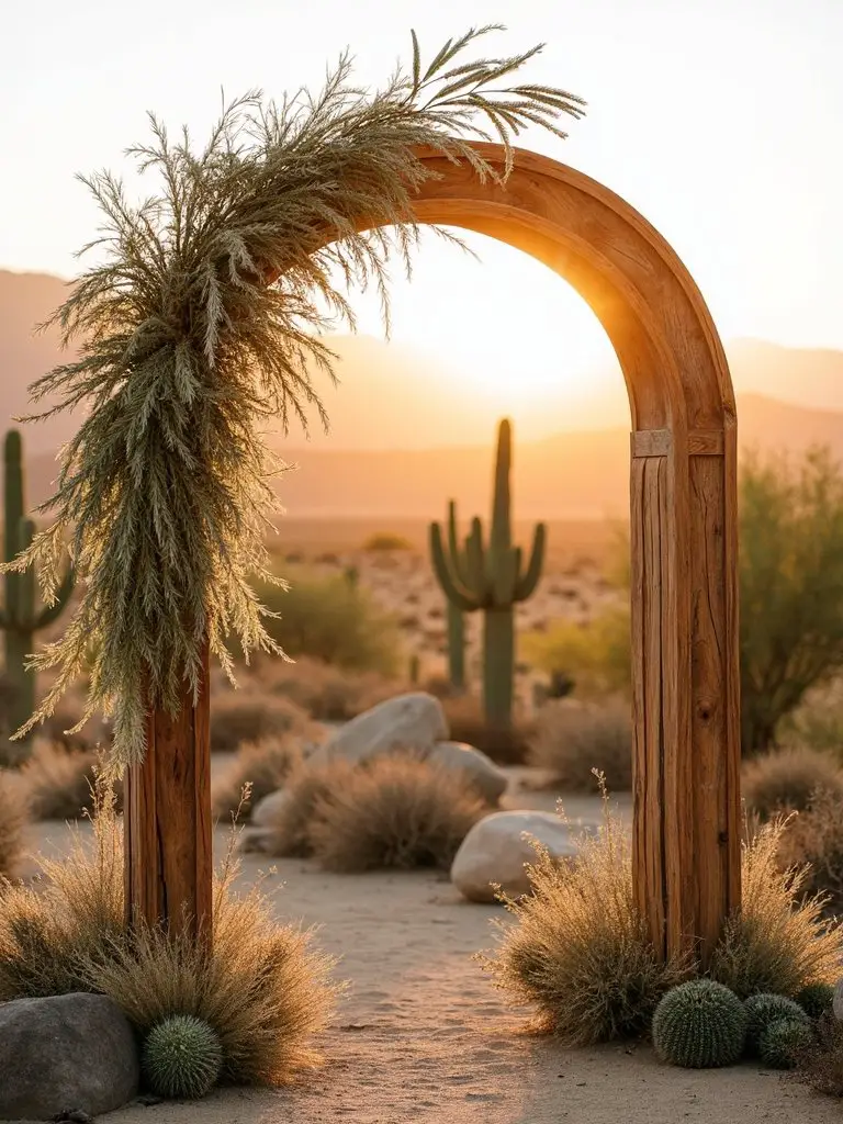 desert themed elegant ceremony backdrop
