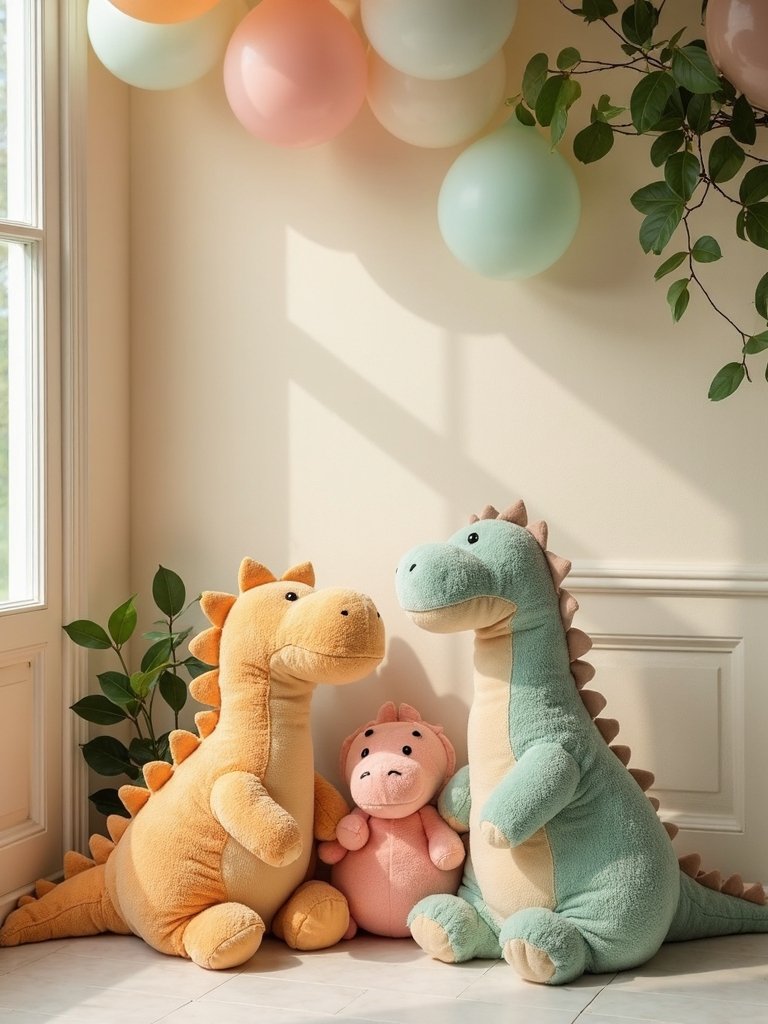 dinosaur plush corner setup