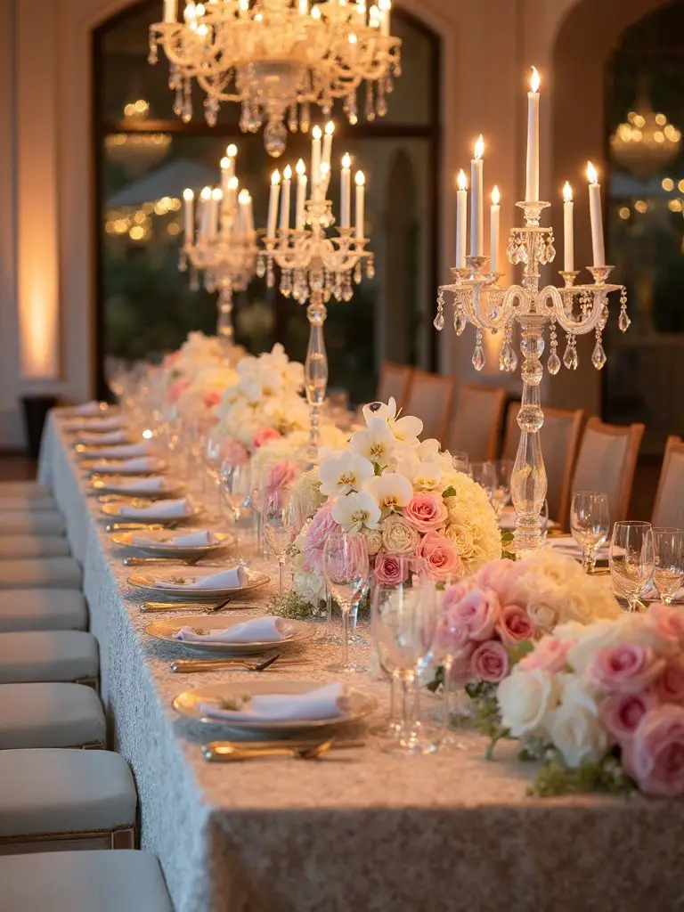 dramatic ethereal cascading floral centerpieces