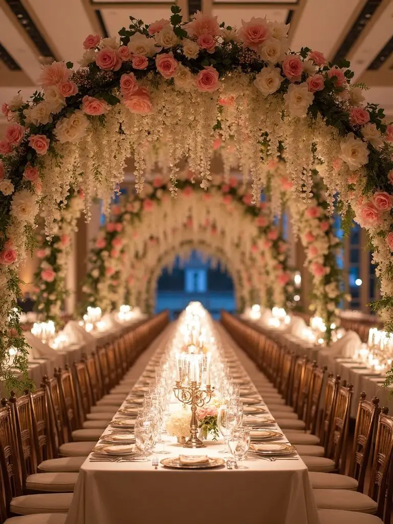dramatic ethereal structural statement making floral installations
