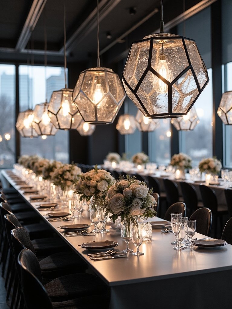 dramatic modern asymmetrical sophisticated lighting installations