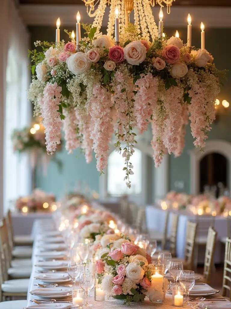dreamy ethereal cascading pastel wedding
