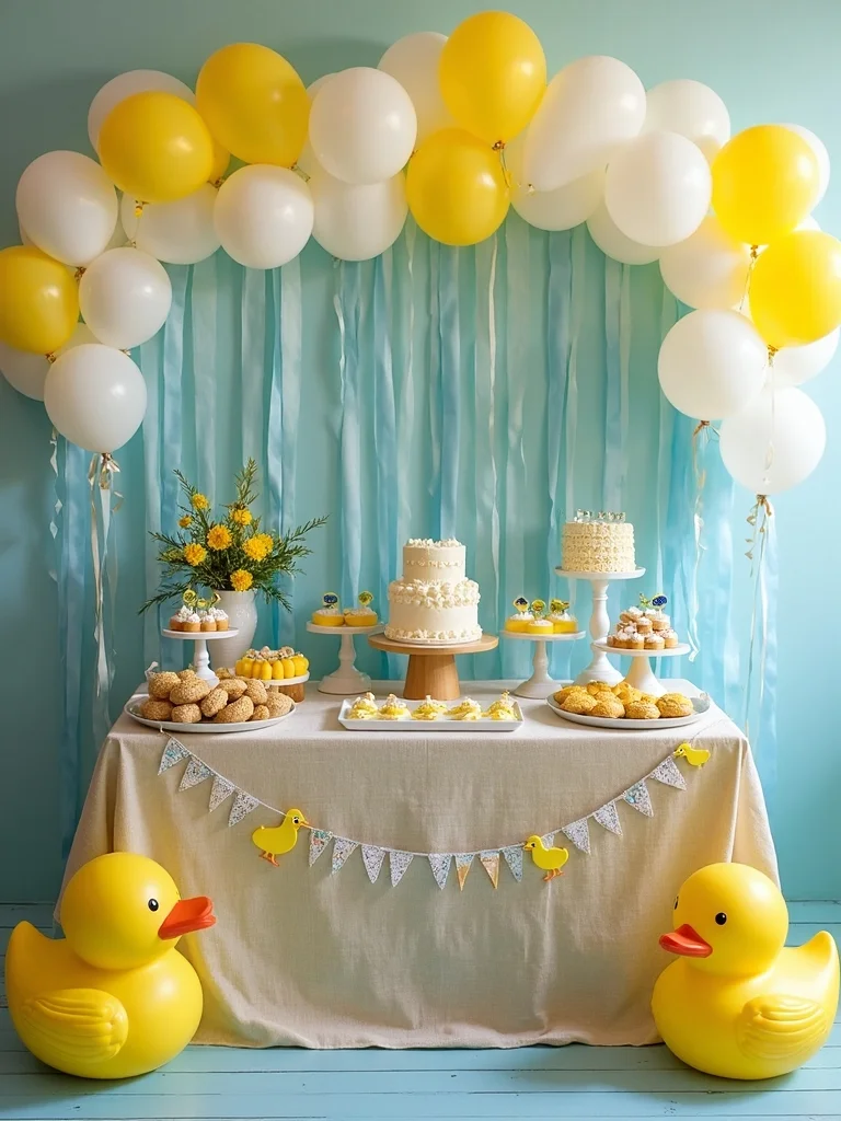 duck themed baby shower backdrop