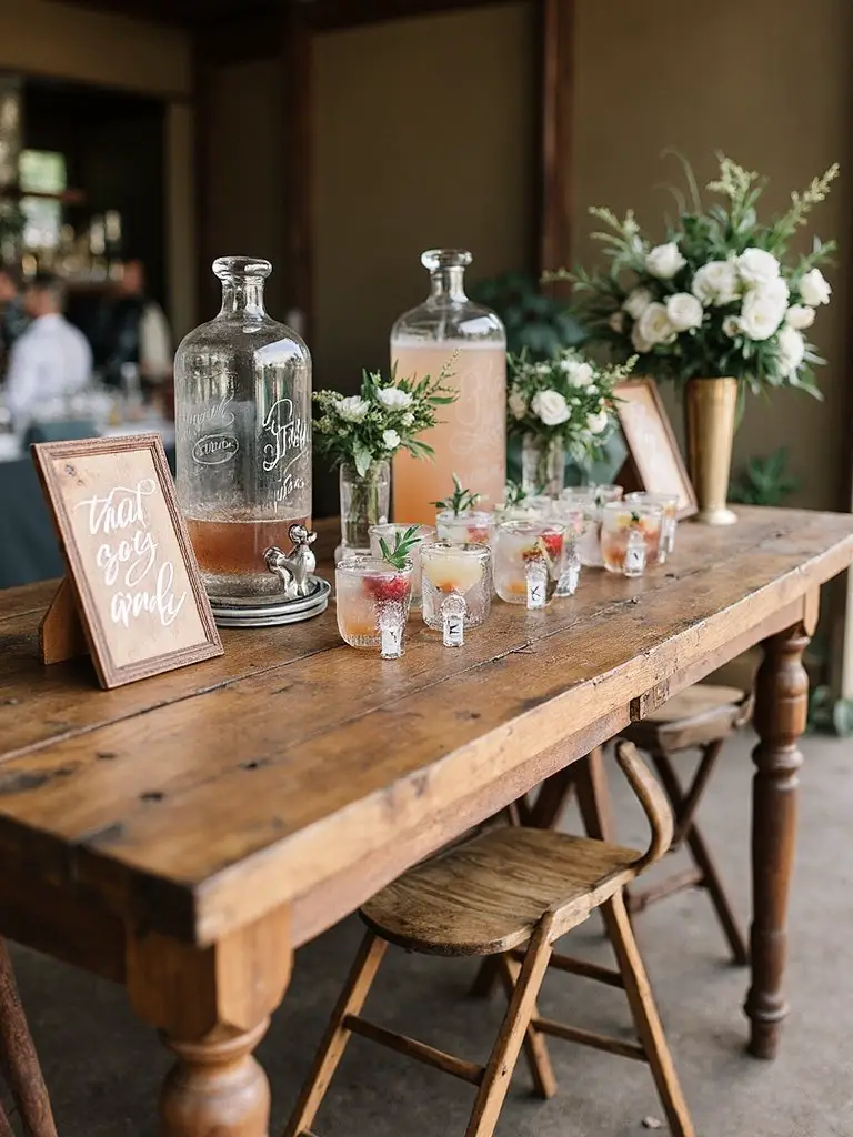 elegant bar menu showcases signature cocktails