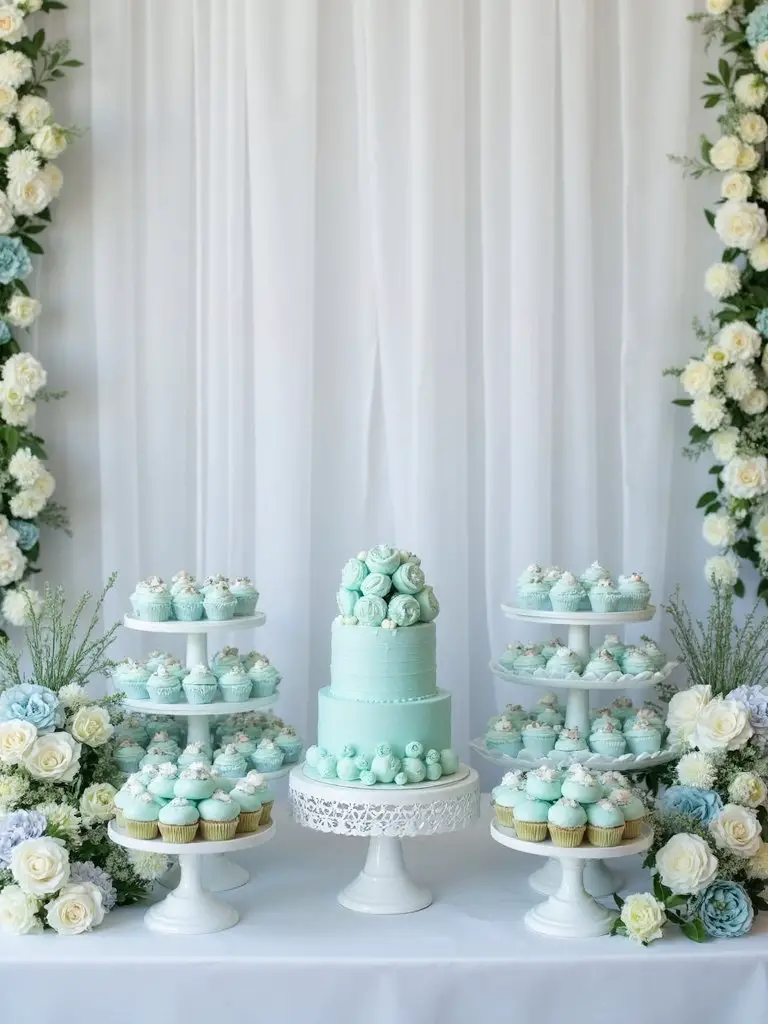 elegant dusty blue desserts